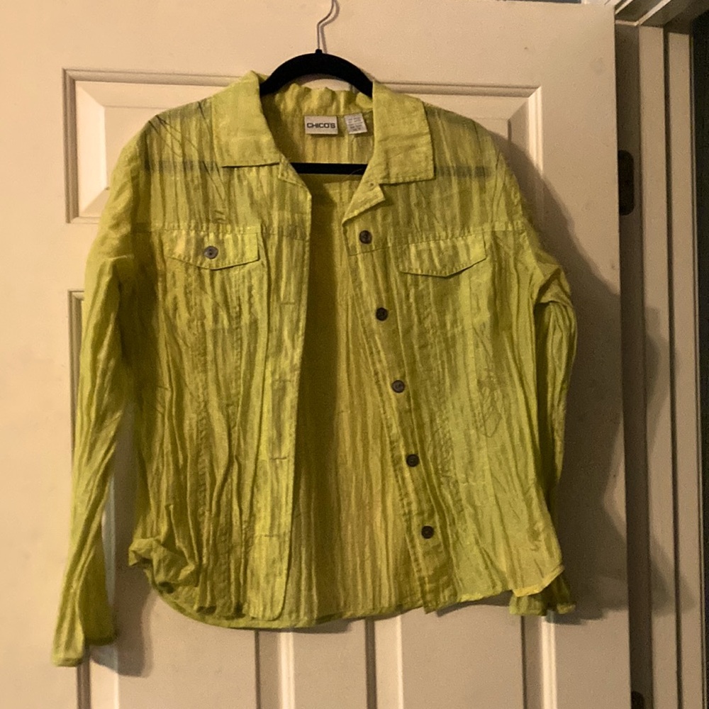 Chico’s lime green jacket/blouse - can be worn over a tank/cami